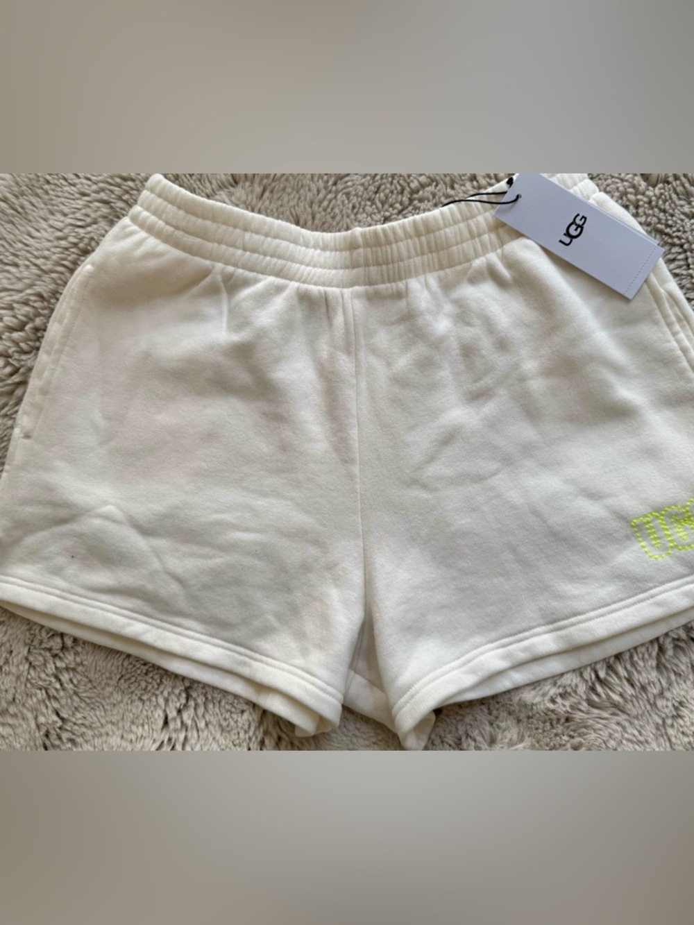 UGG Cream Elastic-Waist Logo Shorts